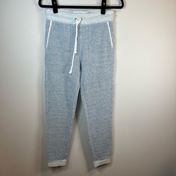 Faherty Pants - Faherty Womens Whitewater Jogger Pants Blue White Pull On Pockets Textured Small